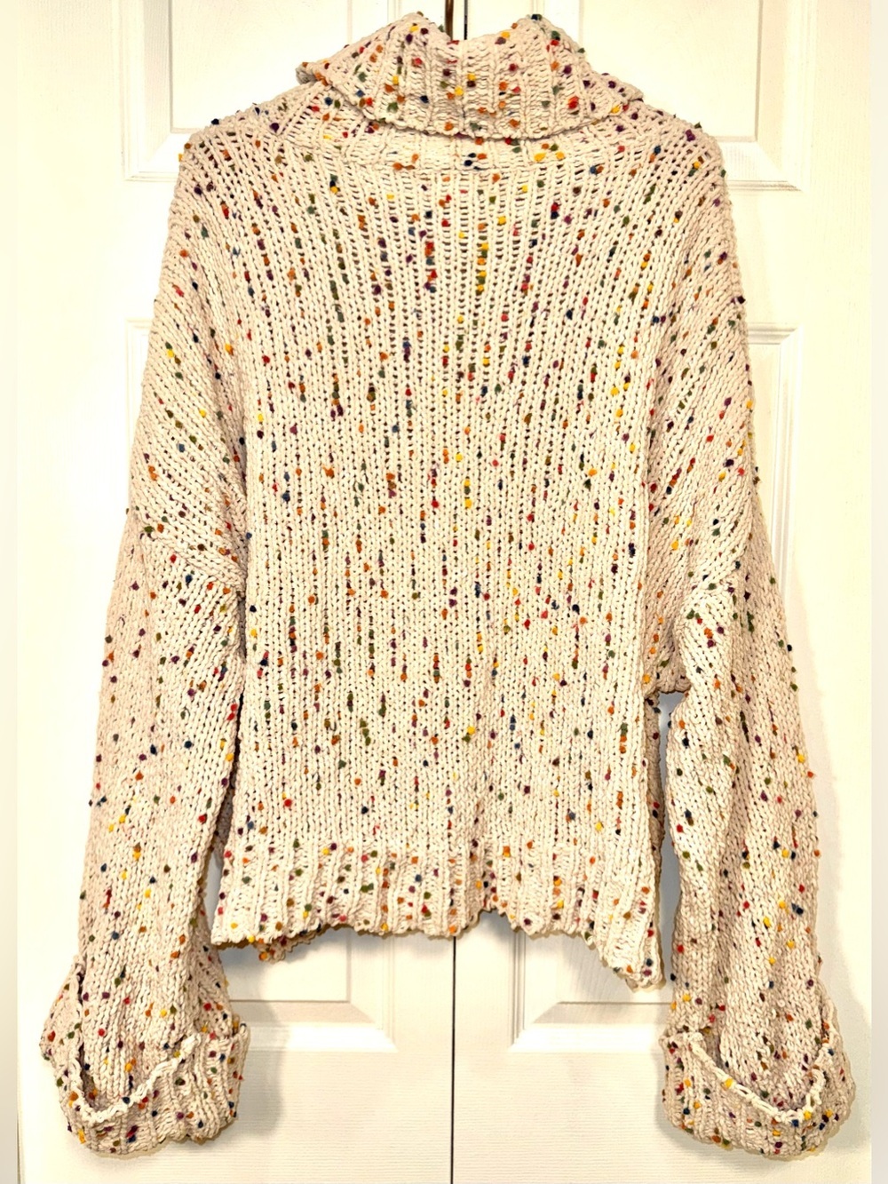 POL Confetti Fold Over Cowl Neck Oversized Knit Sweater Size Large